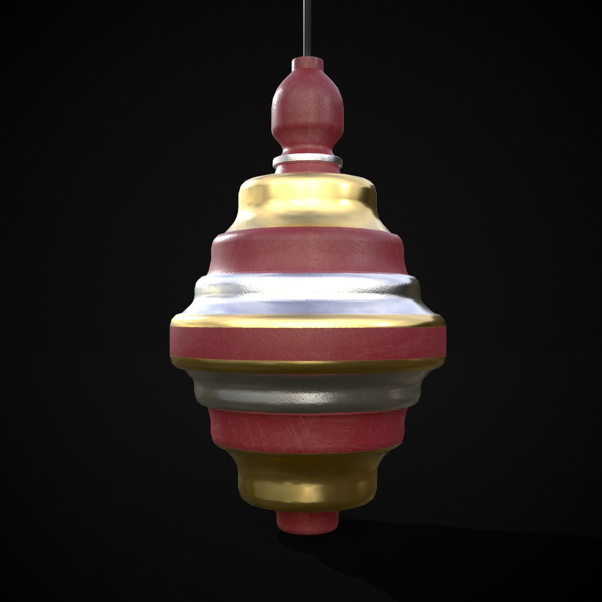 Drum And Top Christmas Tree Ornament Low-poly 3D model_23