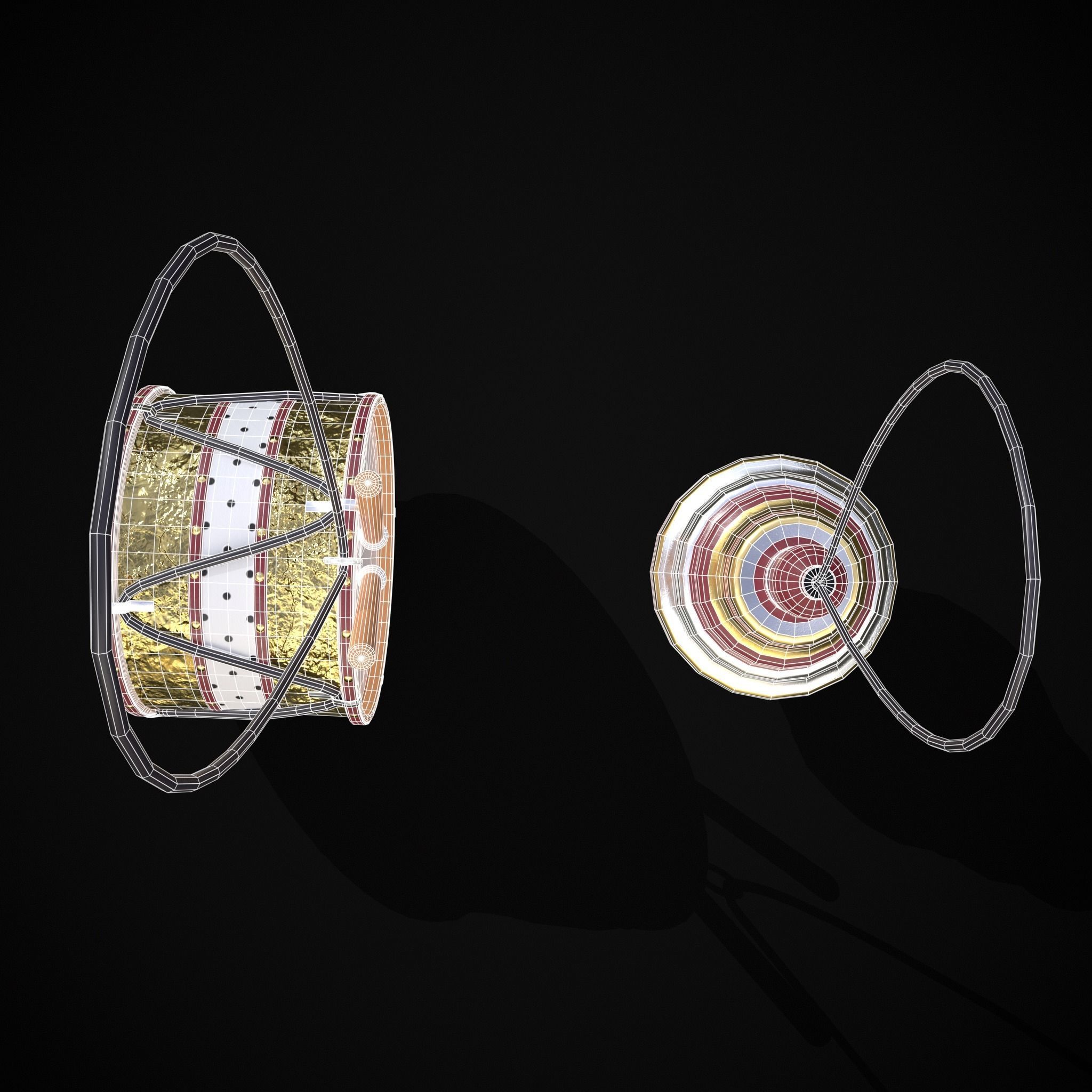 Drum And Top Christmas Tree Ornament Low-poly 3D model_10