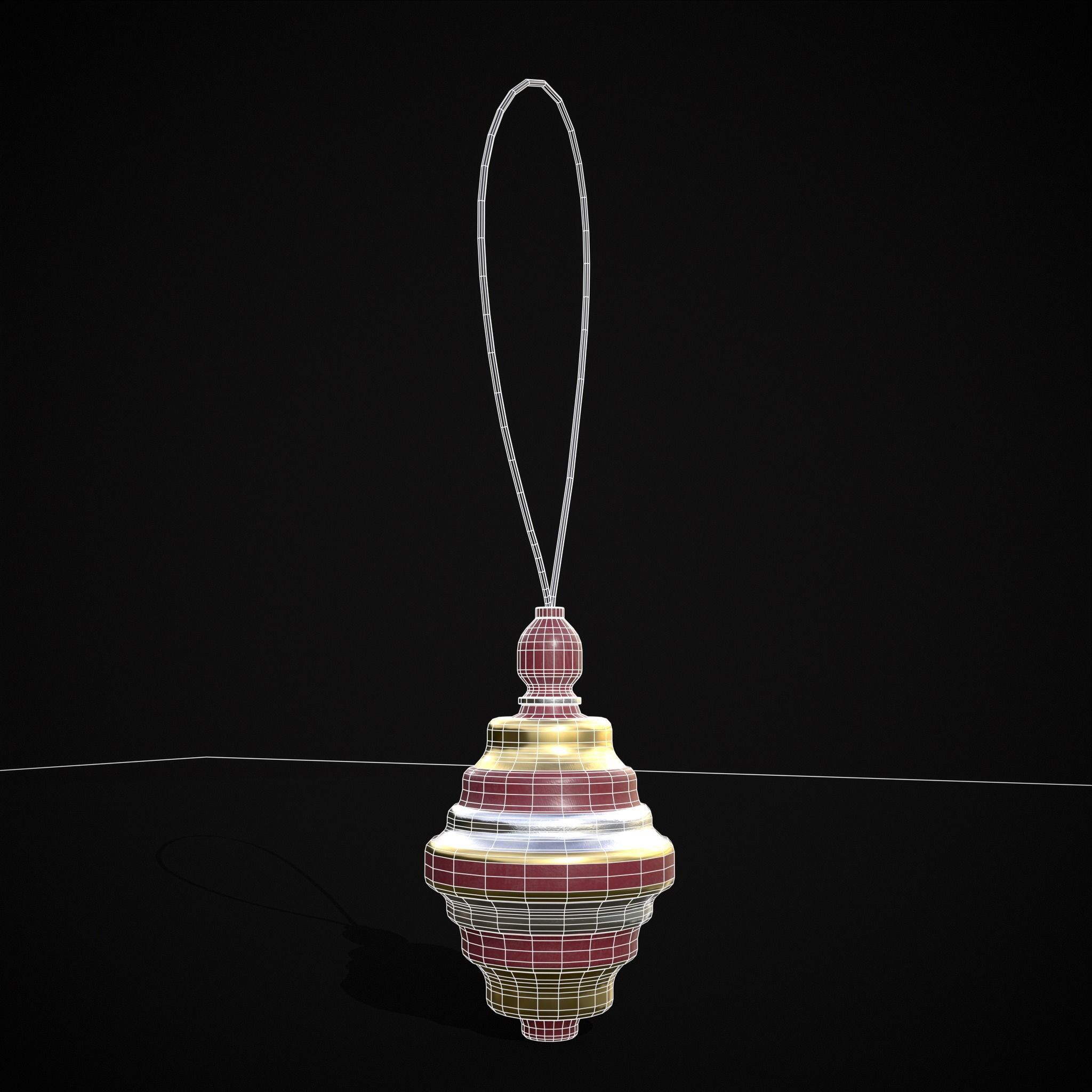 Drum And Top Christmas Tree Ornament Low-poly 3D model_22