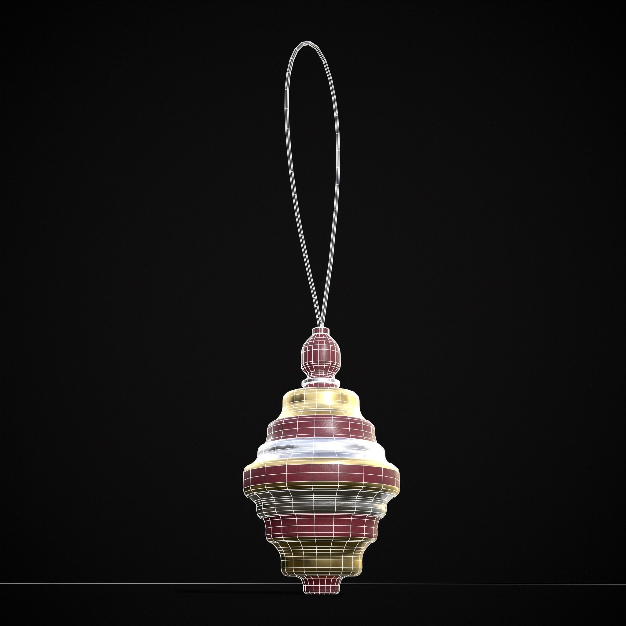 Drum And Top Christmas Tree Ornament Low-poly 3D model_26