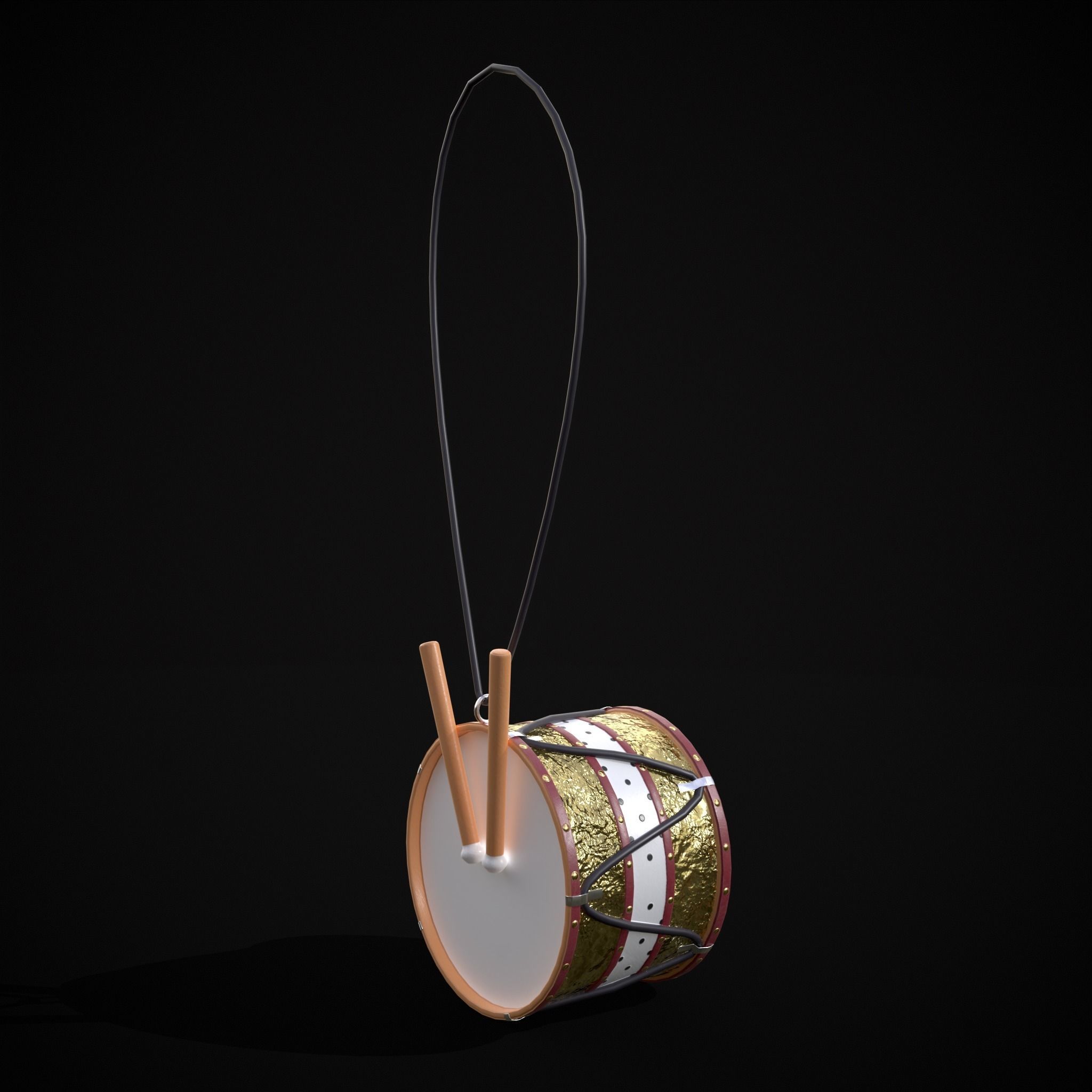 Drum And Top Christmas Tree Ornament Low-poly 3D model_15