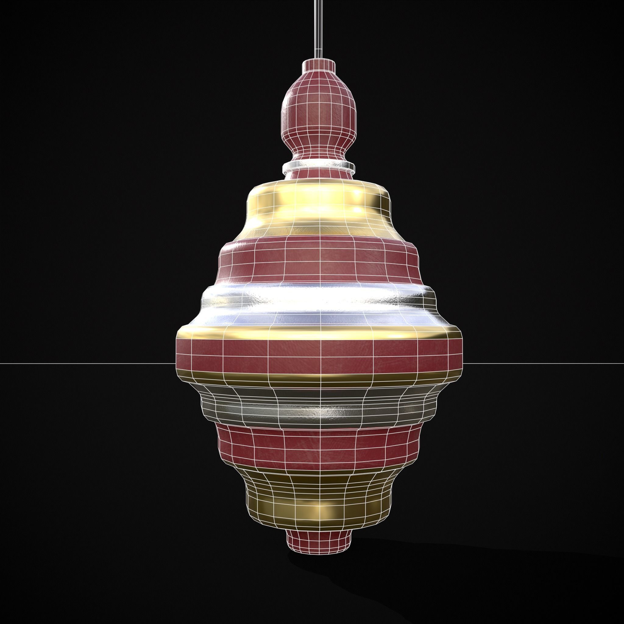 Drum And Top Christmas Tree Ornament Low-poly 3D model_24