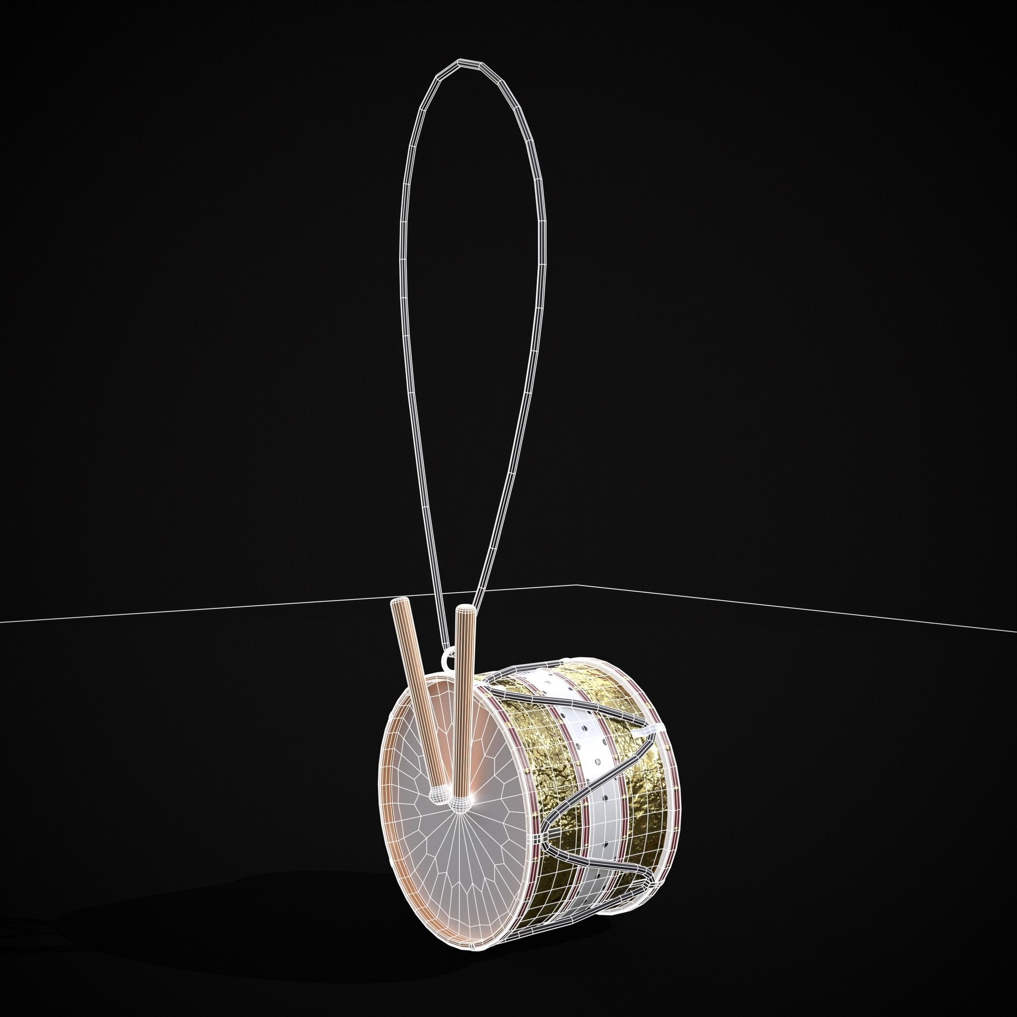 Drum And Top Christmas Tree Ornament Low-poly 3D model_16