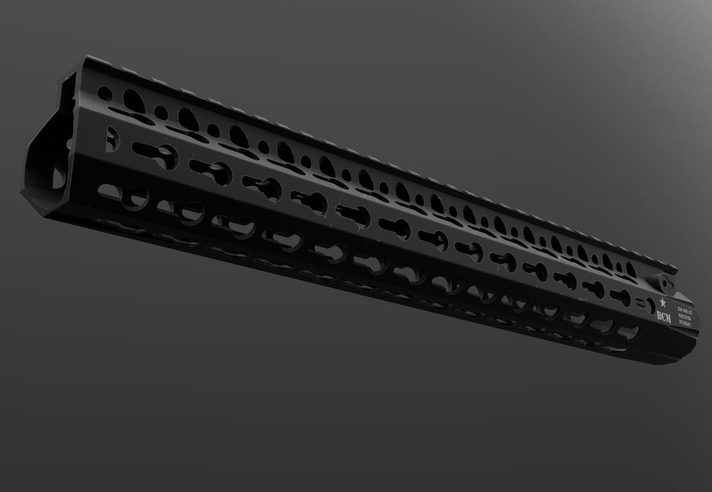 BCM KMR Alpha 13 KeyMod Free Float Handguard Free low-poly 3D model_3