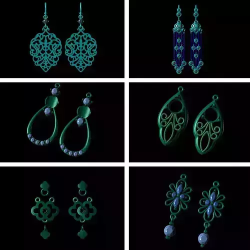 Women Earring Diamond Earring Long 3dm STL Print Model