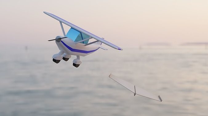 Lowpoly Plane toy airplane Free low-poly 3D model