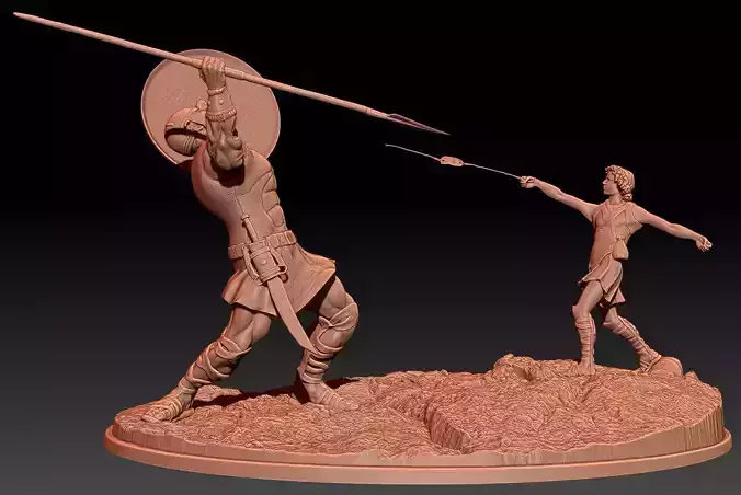 David and Goliath - splited 3D print model