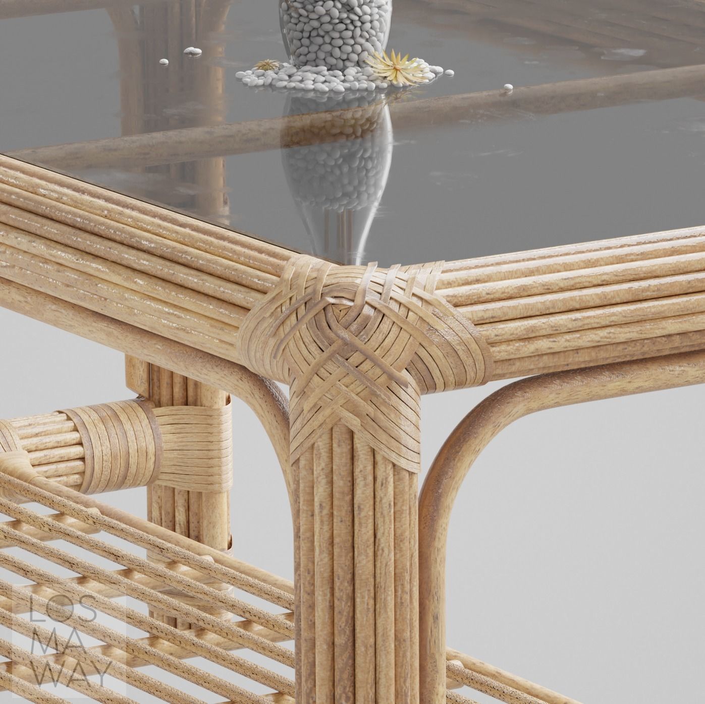 RATTAN WICKER TABLE 3D model_2