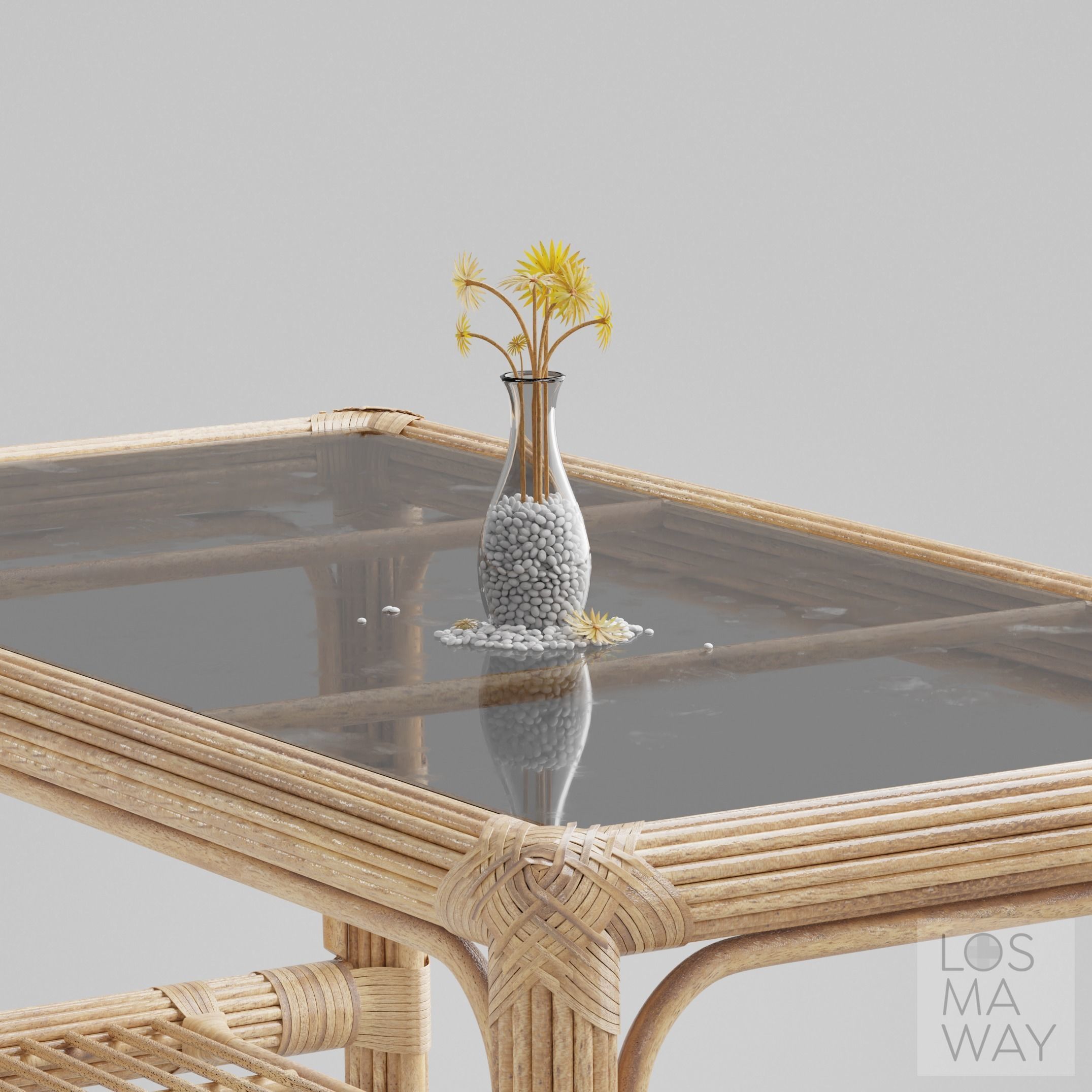RATTAN WICKER TABLE 3D model_1