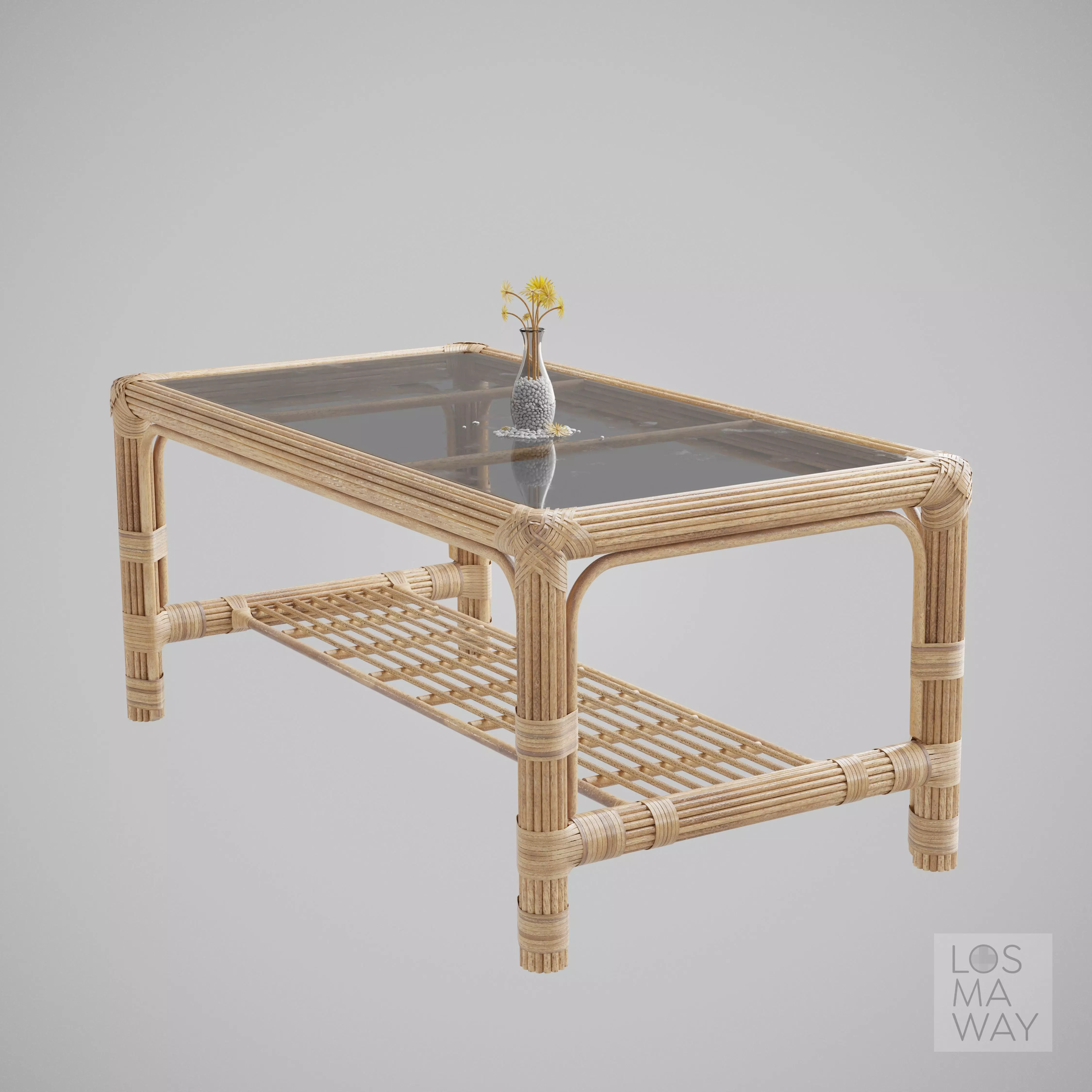 RATTAN WICKER TABLE 3D model_0