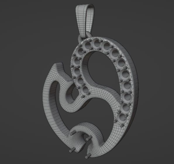 Cat pendant 3D print model_5