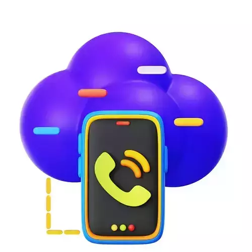 Cloud Phone Call 3D Icon Low-poly 3D model