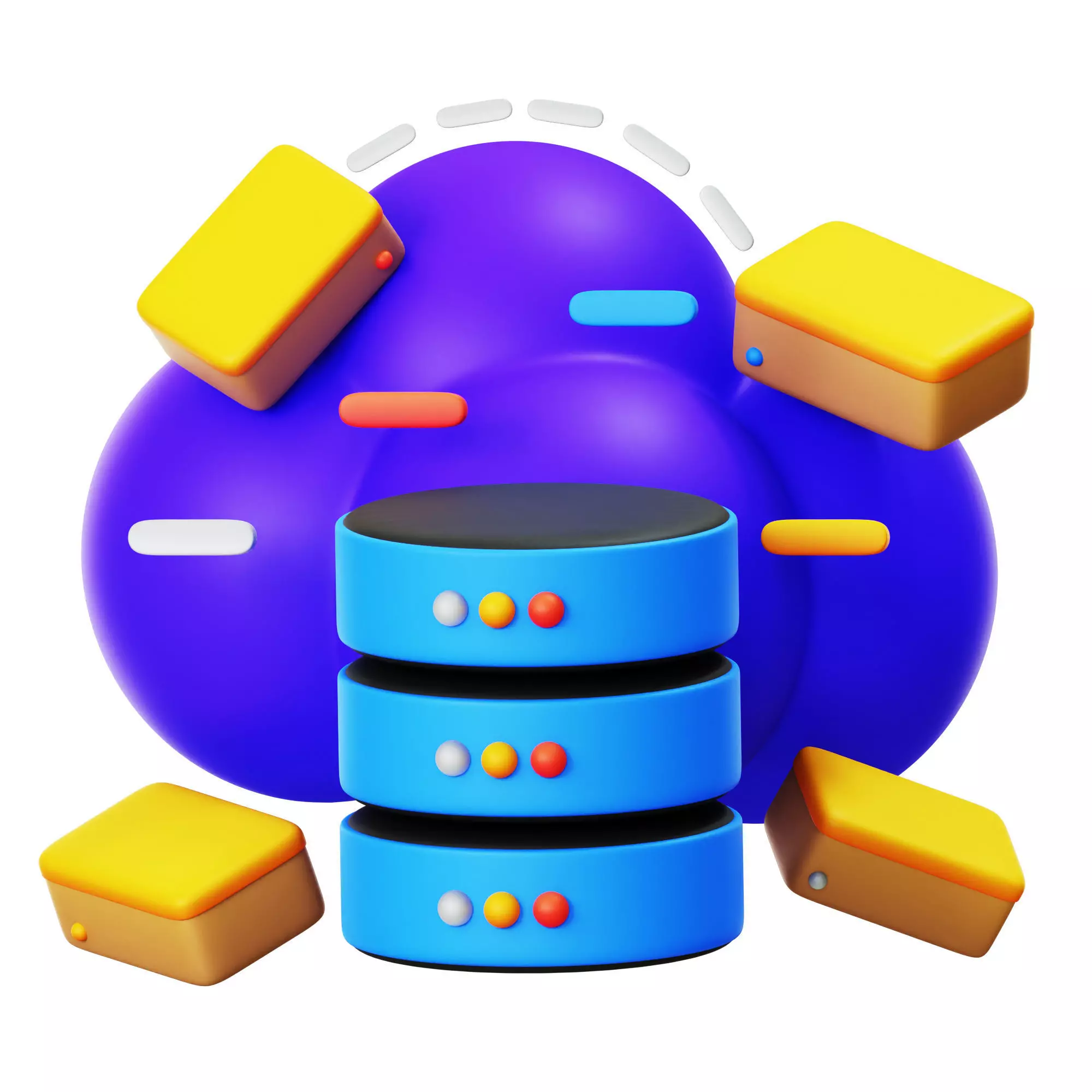 Cloud Database 3D Icon Low-poly 3D model_0