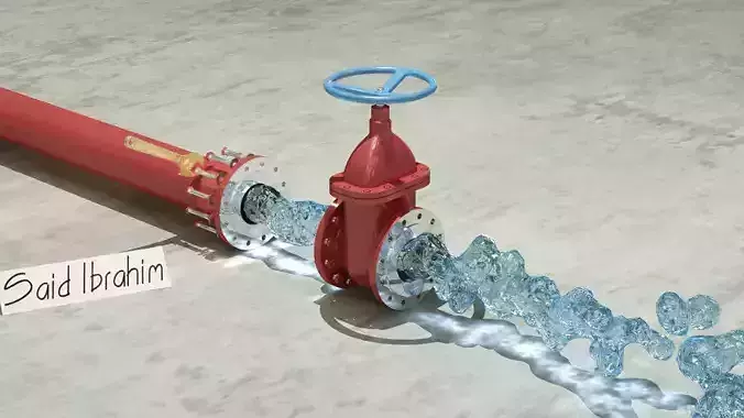 Piping valve with water
