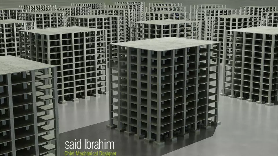 3D Building group of concrete blocks Free 3D model_0