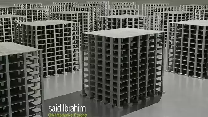 3D Building group of concrete blocks Free 3D model