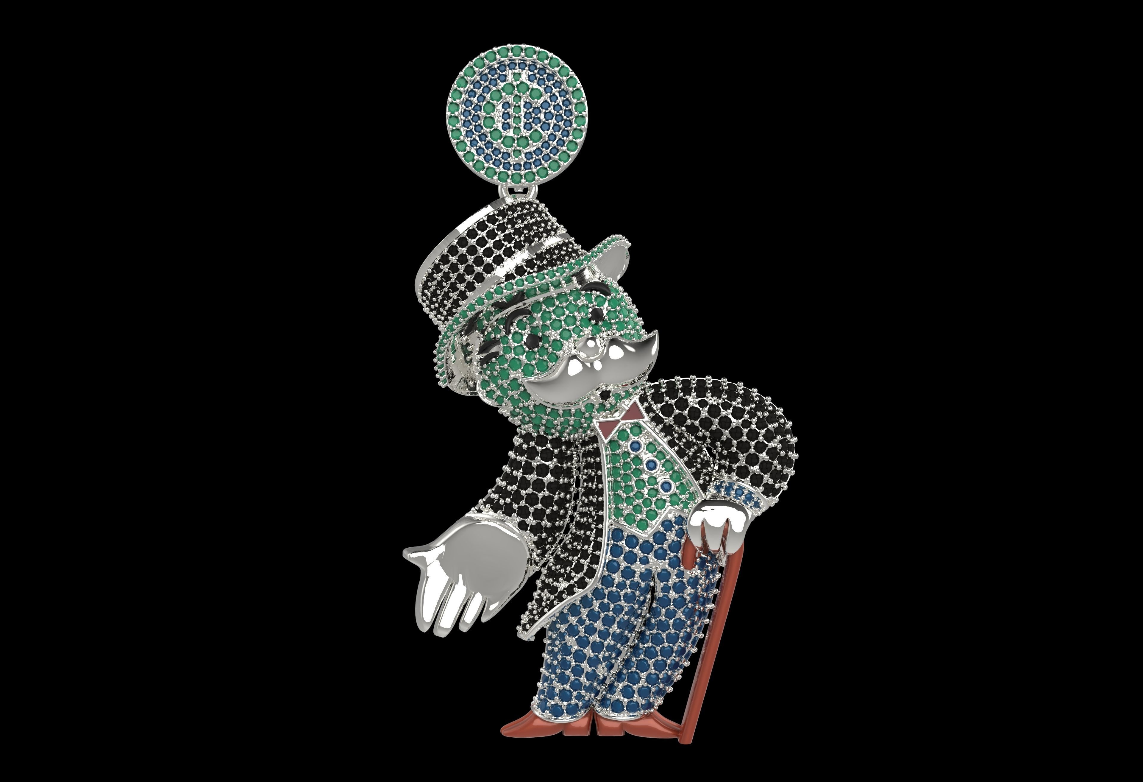 monopoly man pendant 3D print model_4