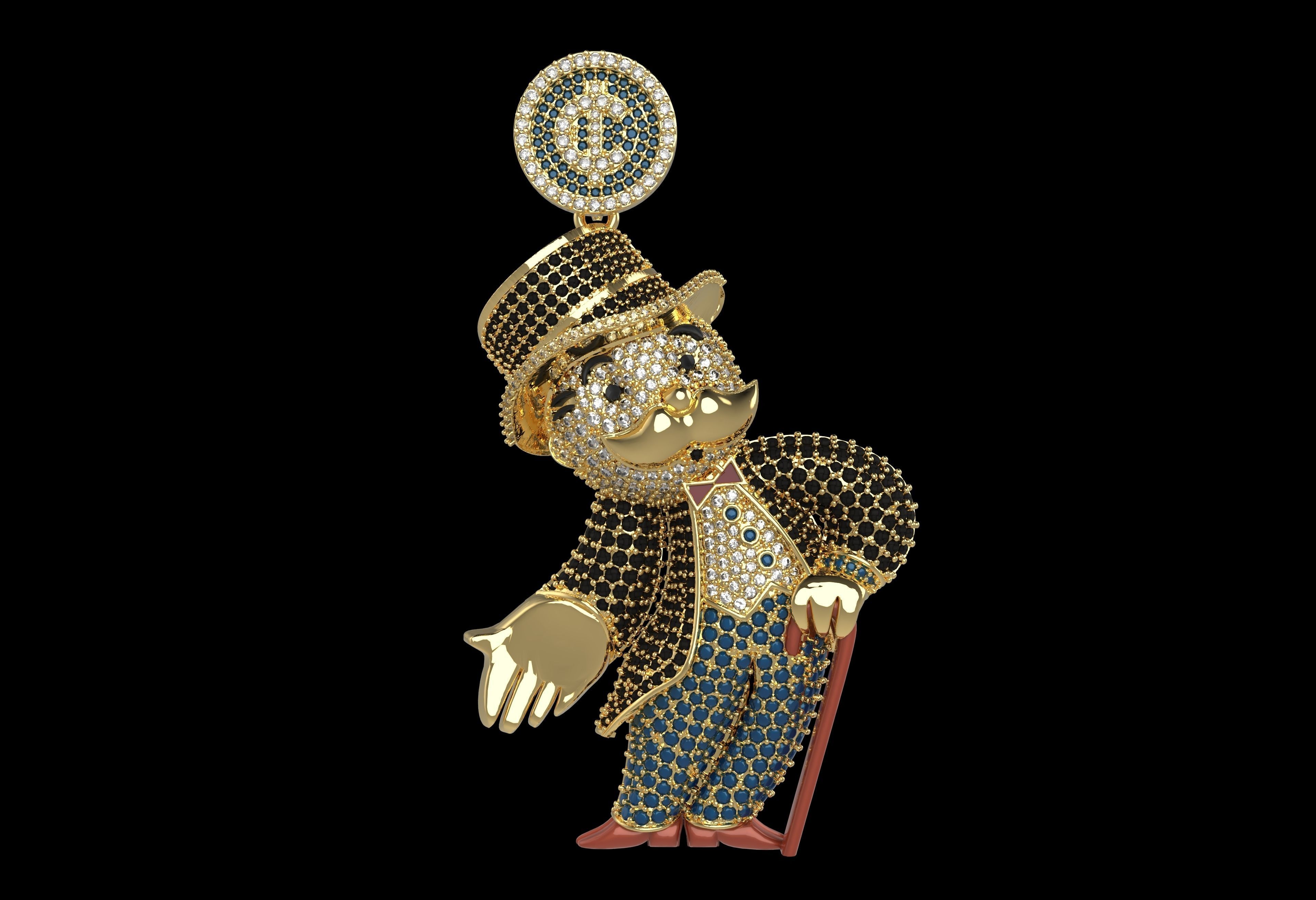 monopoly man pendant 3D print model_2