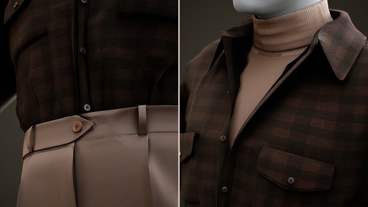 Low Poly Men Vintage Outfit Low-poly 3D model_10