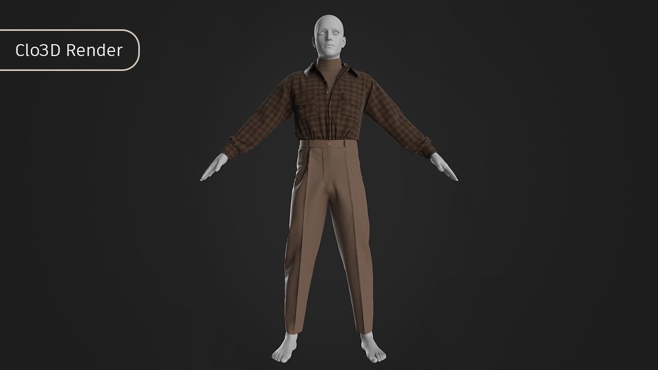 Low Poly Men Vintage Outfit Low-poly 3D model_7