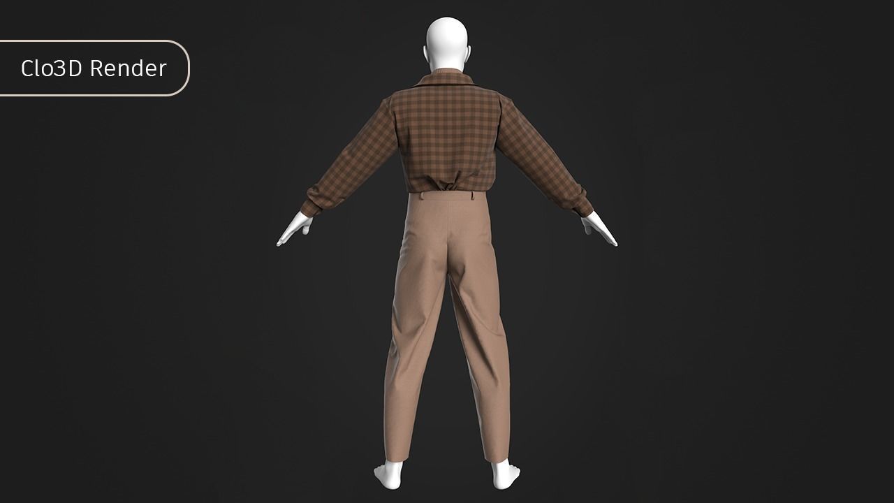 Low Poly Men Vintage Outfit Low-poly 3D model_9