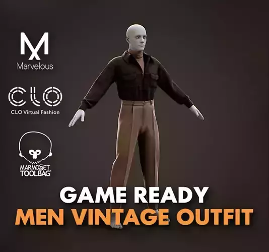 Low Poly Men Vintage Outfit Low-poly 3D model