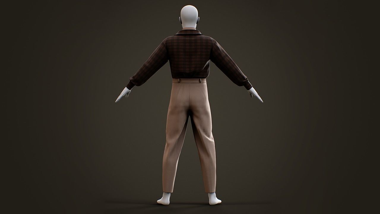 Low Poly Men Vintage Outfit Low-poly 3D model_6