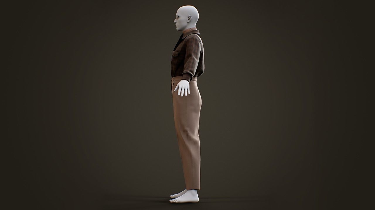 Low Poly Men Vintage Outfit Low-poly 3D model_5