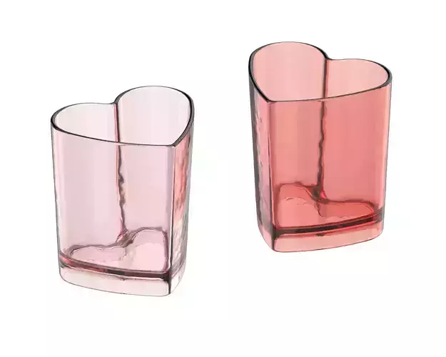 Fugural heart glass with hammer texture