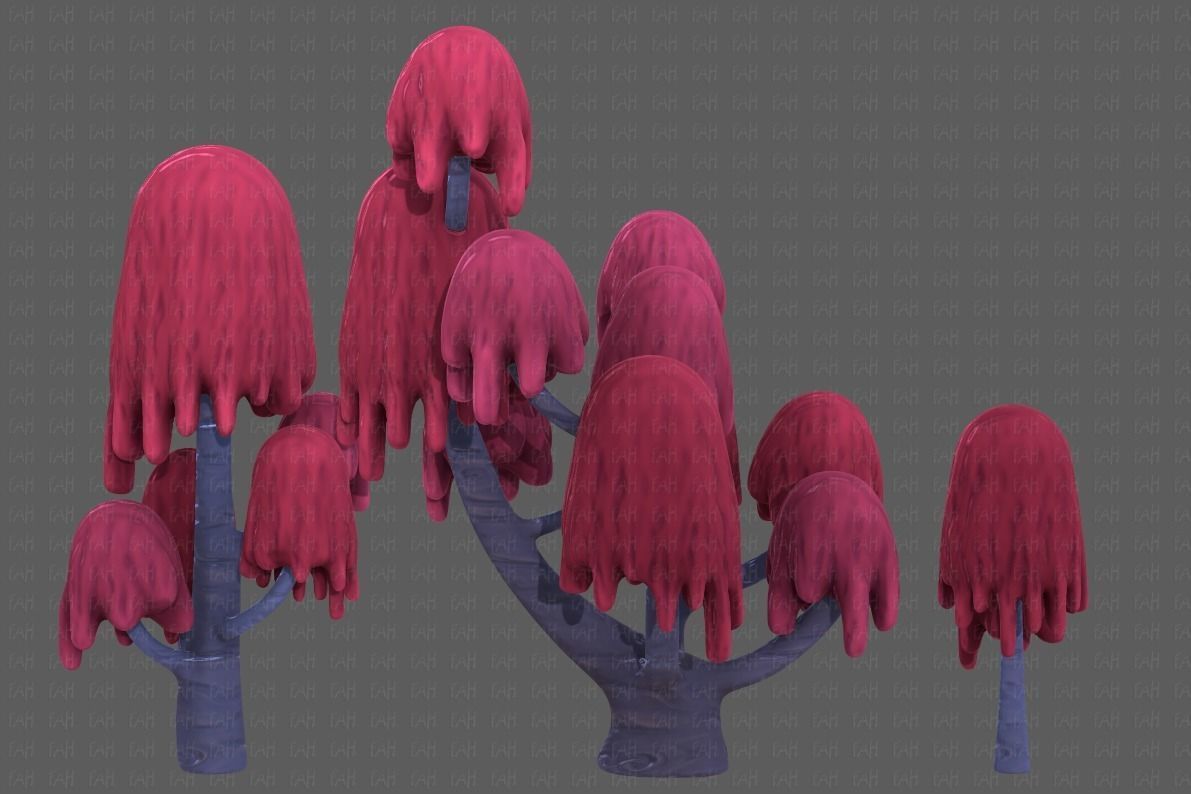 Trees Cartoon V18 Low-poly 3D model_3