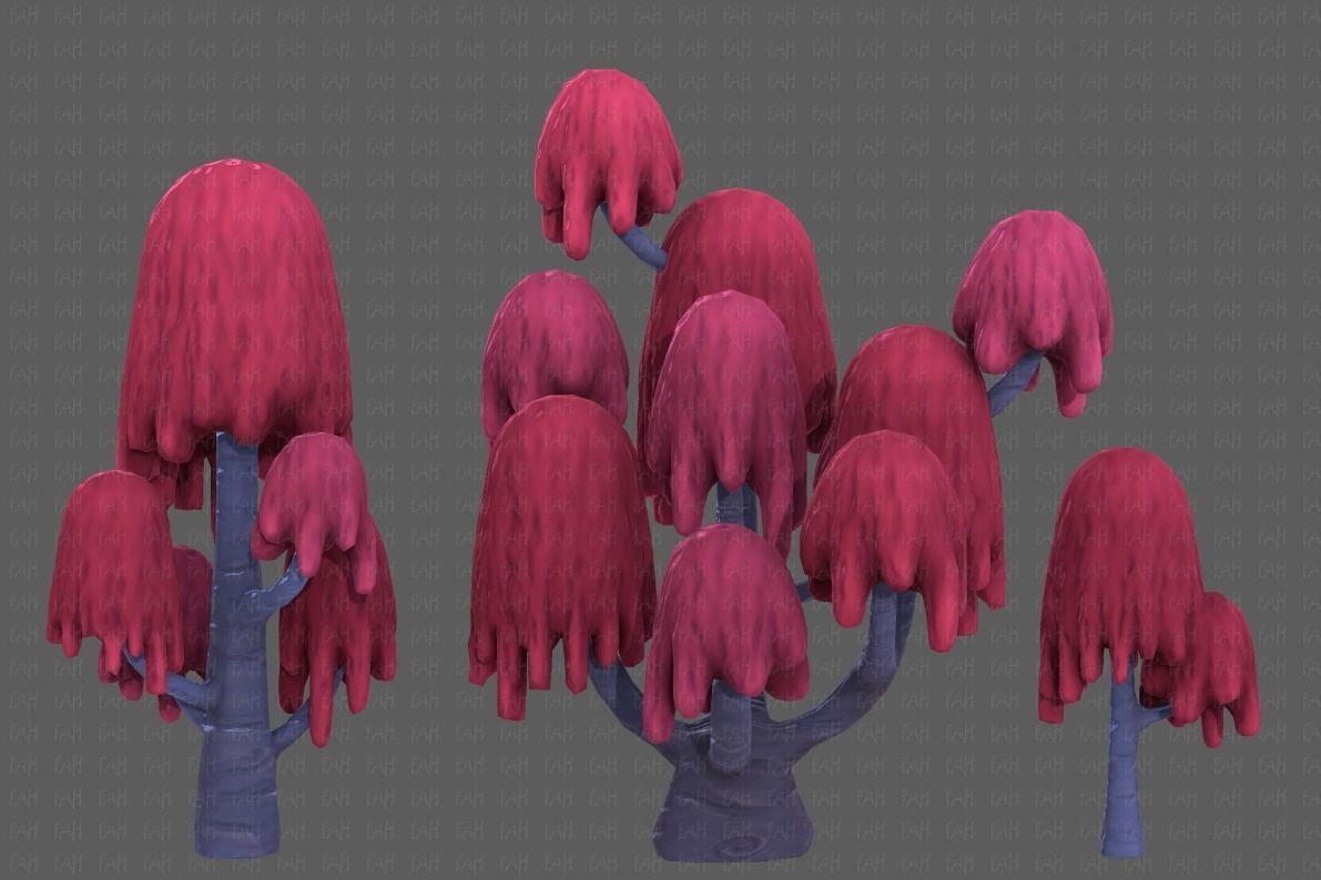 Trees Cartoon V18 Low-poly 3D model_17