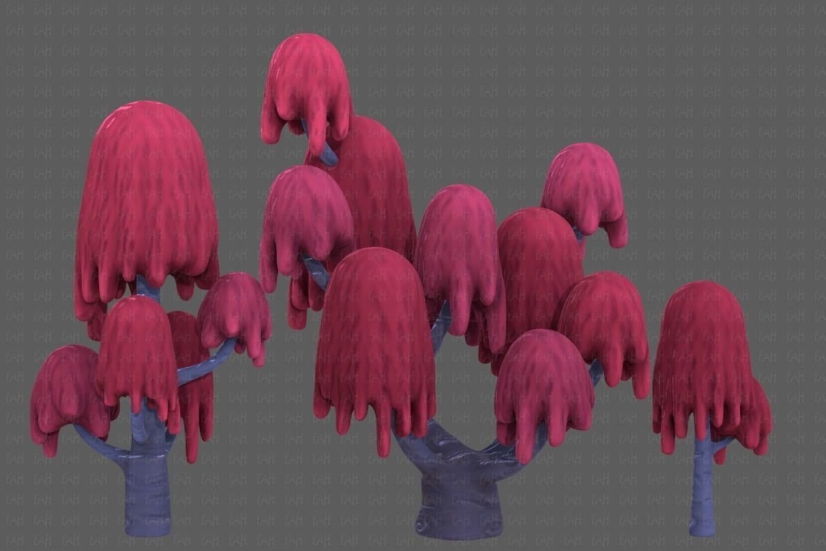 Trees Cartoon V18 Low-poly 3D model_2