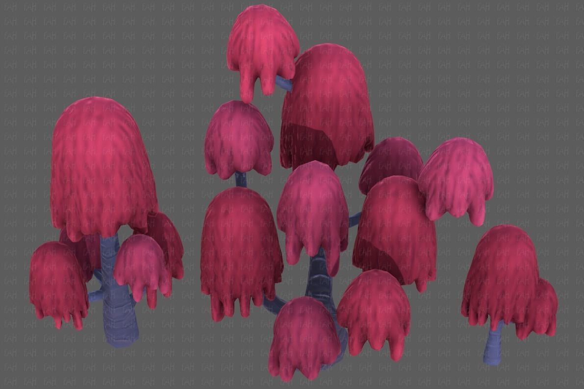 Trees Cartoon V18 Low-poly 3D model_35