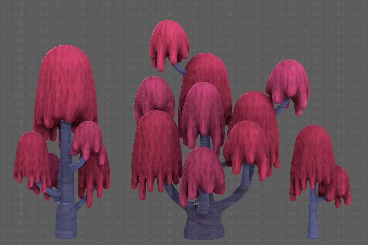 Trees Cartoon V18 Low-poly 3D model_1