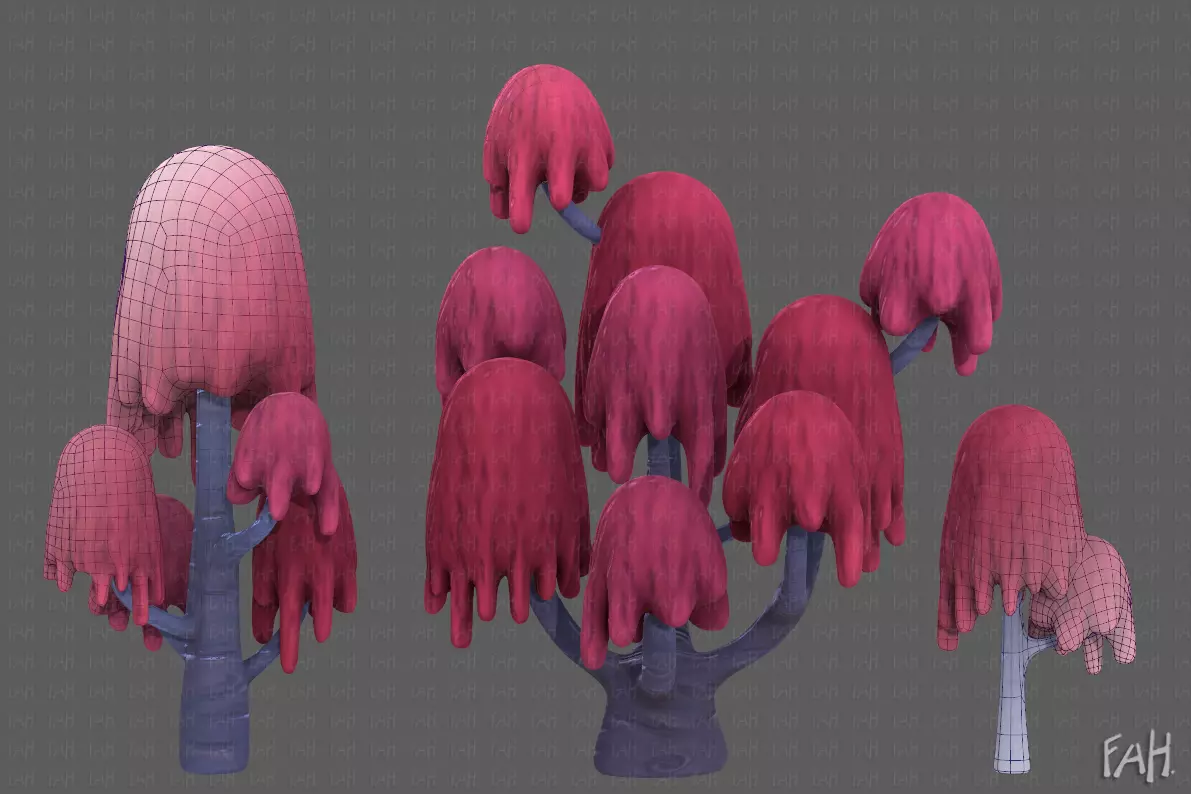 Trees Cartoon V18 Low-poly 3D model_0