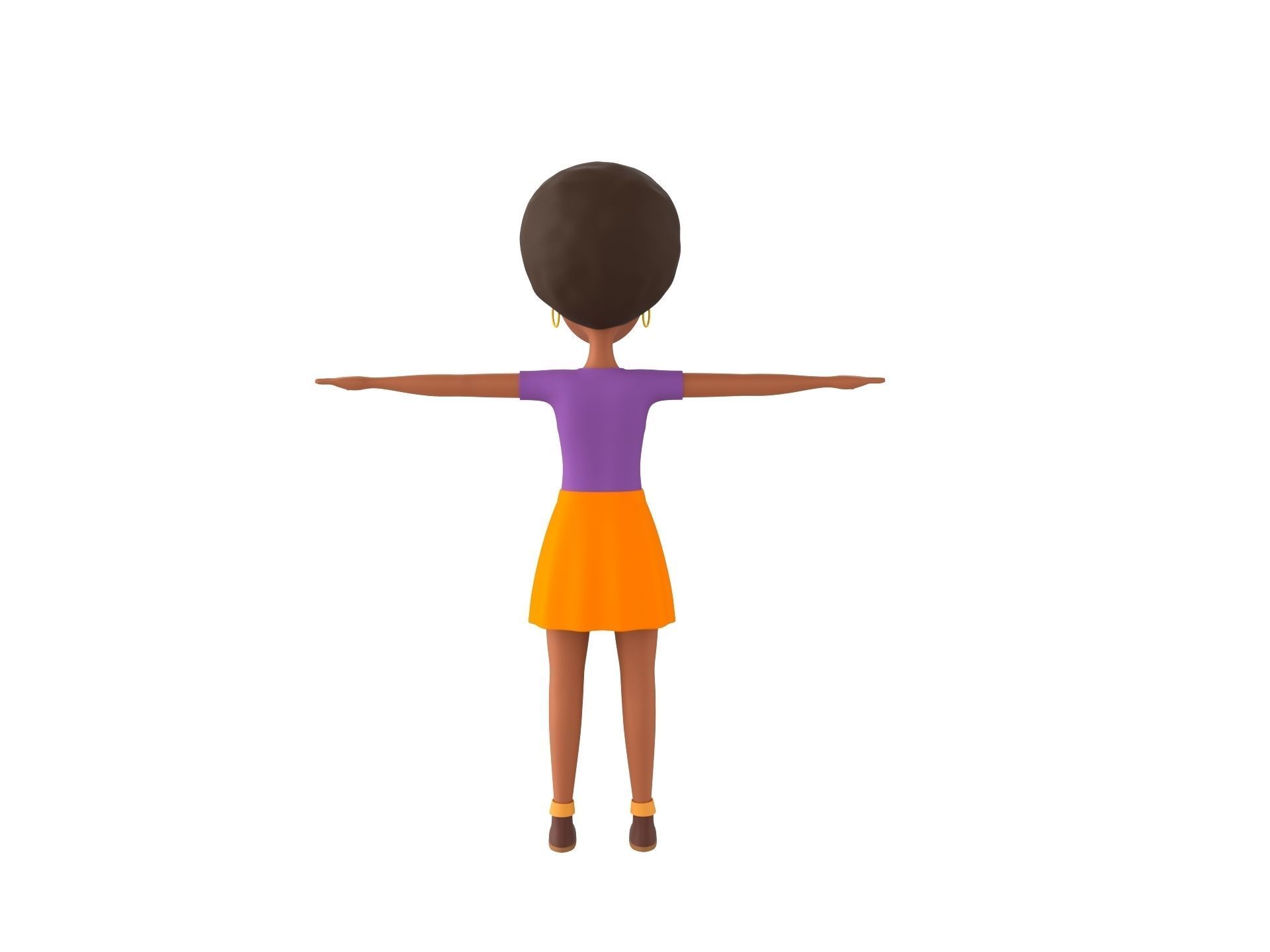 CartoonGirl033 Black Girl 3D model_4
