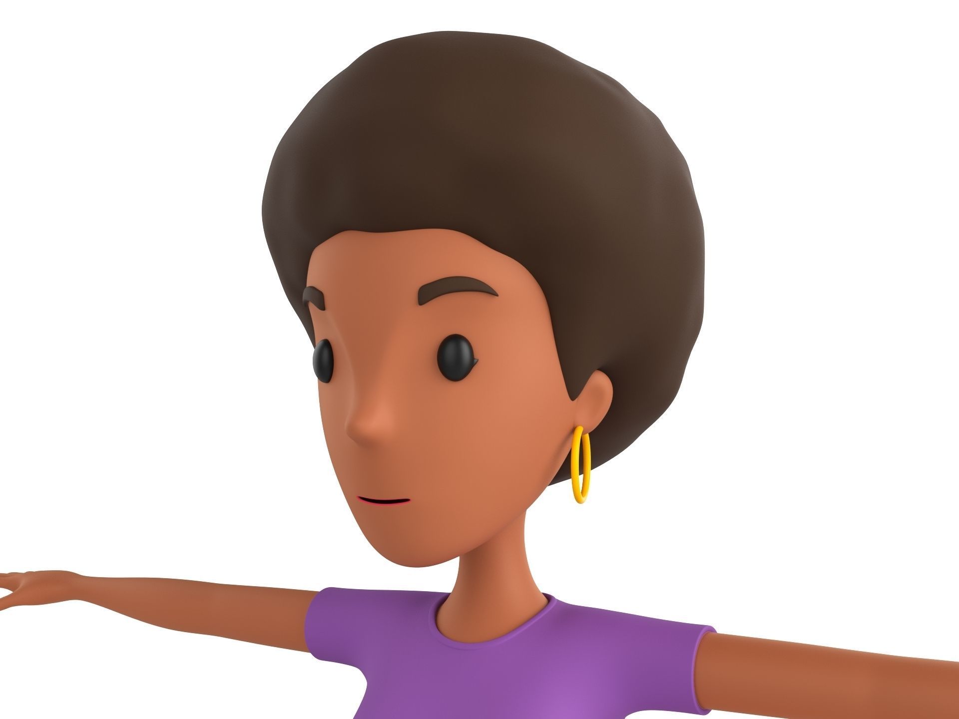 CartoonGirl033 Black Girl 3D model_9