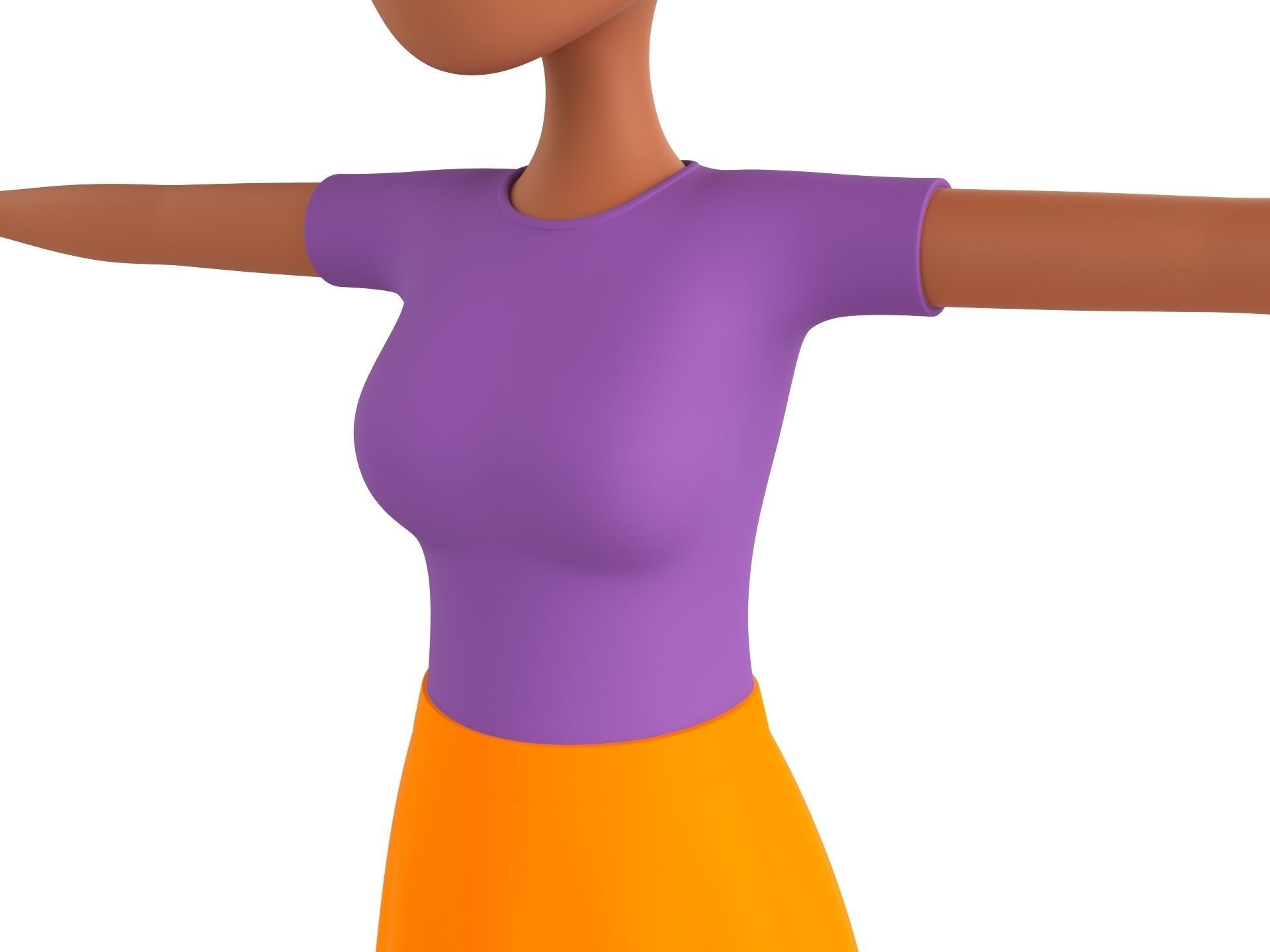 CartoonGirl033 Black Girl 3D model_7