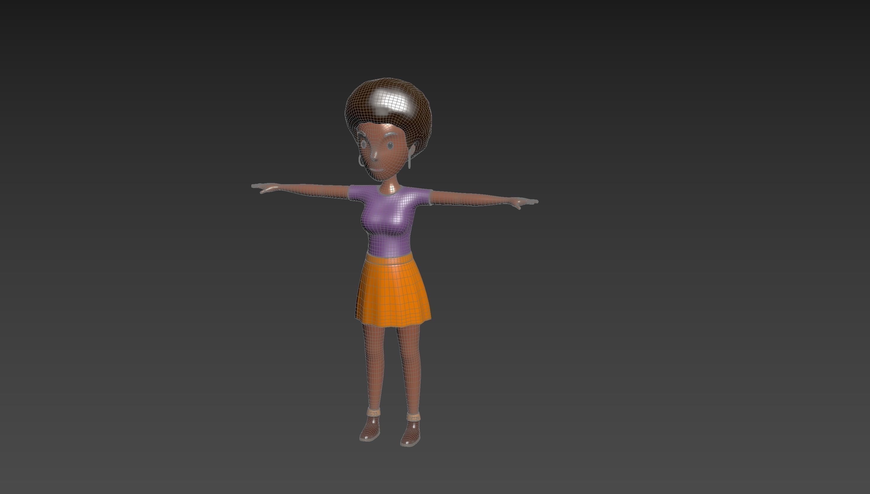 CartoonGirl033 Black Girl 3D model_12