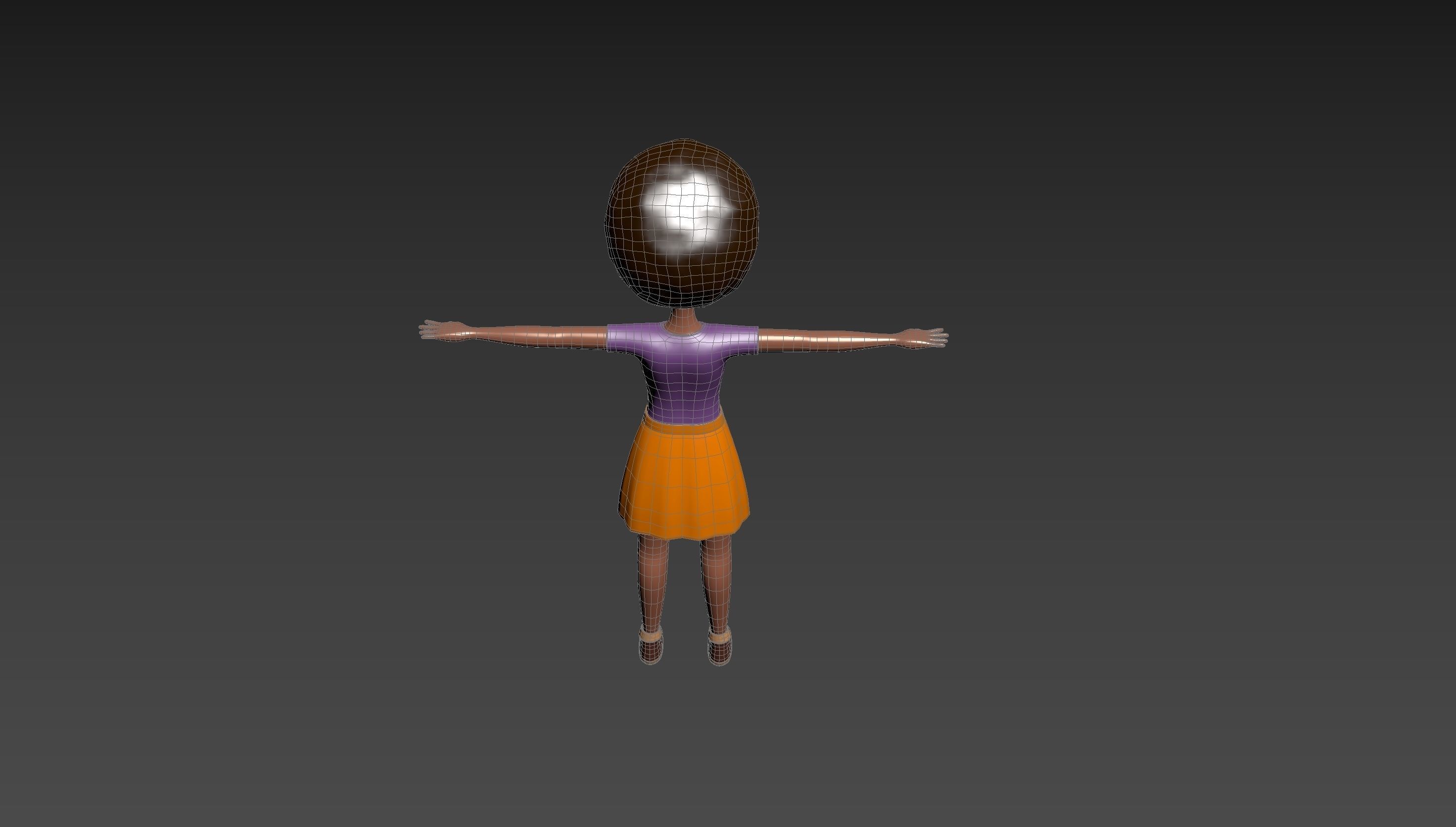 CartoonGirl033 Black Girl 3D model_19