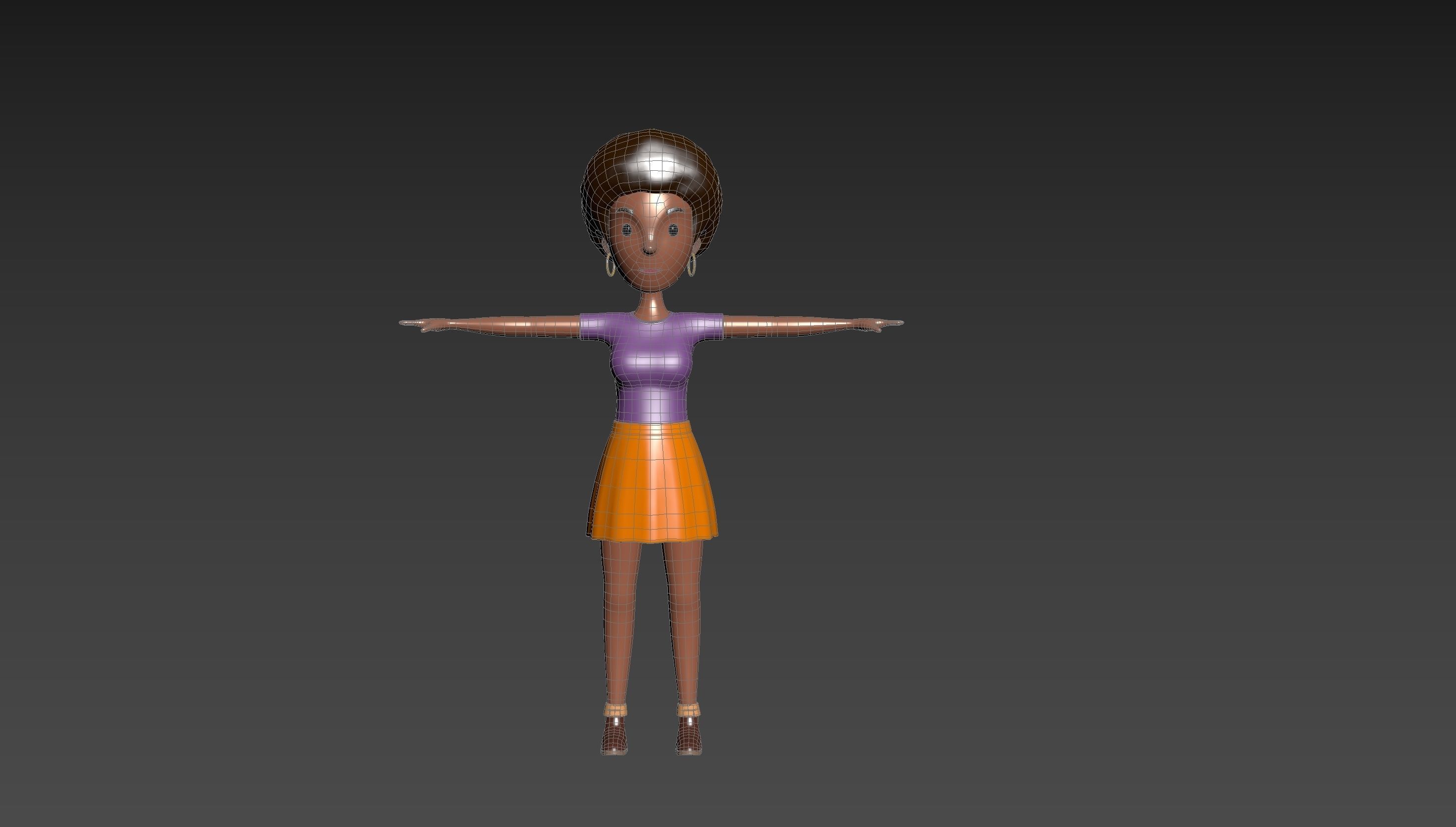 CartoonGirl033 Black Girl 3D model_13