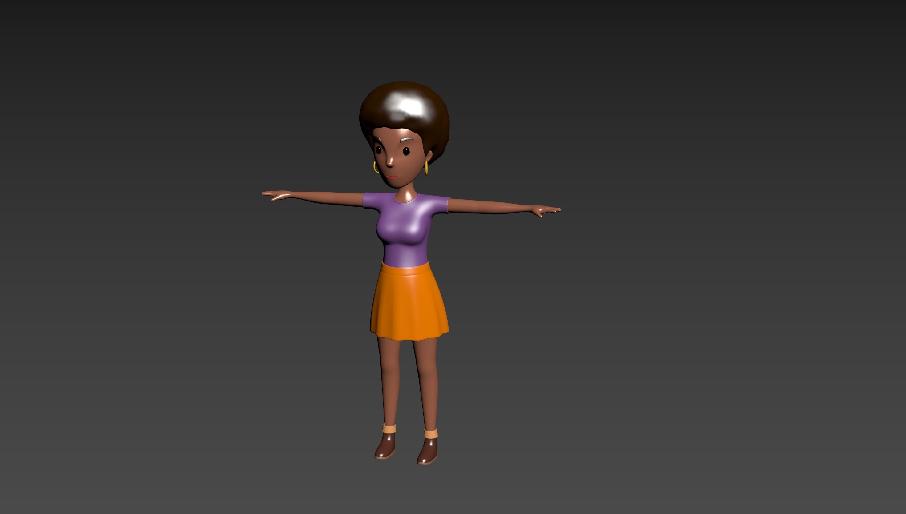 CartoonGirl033 Black Girl 3D model_10