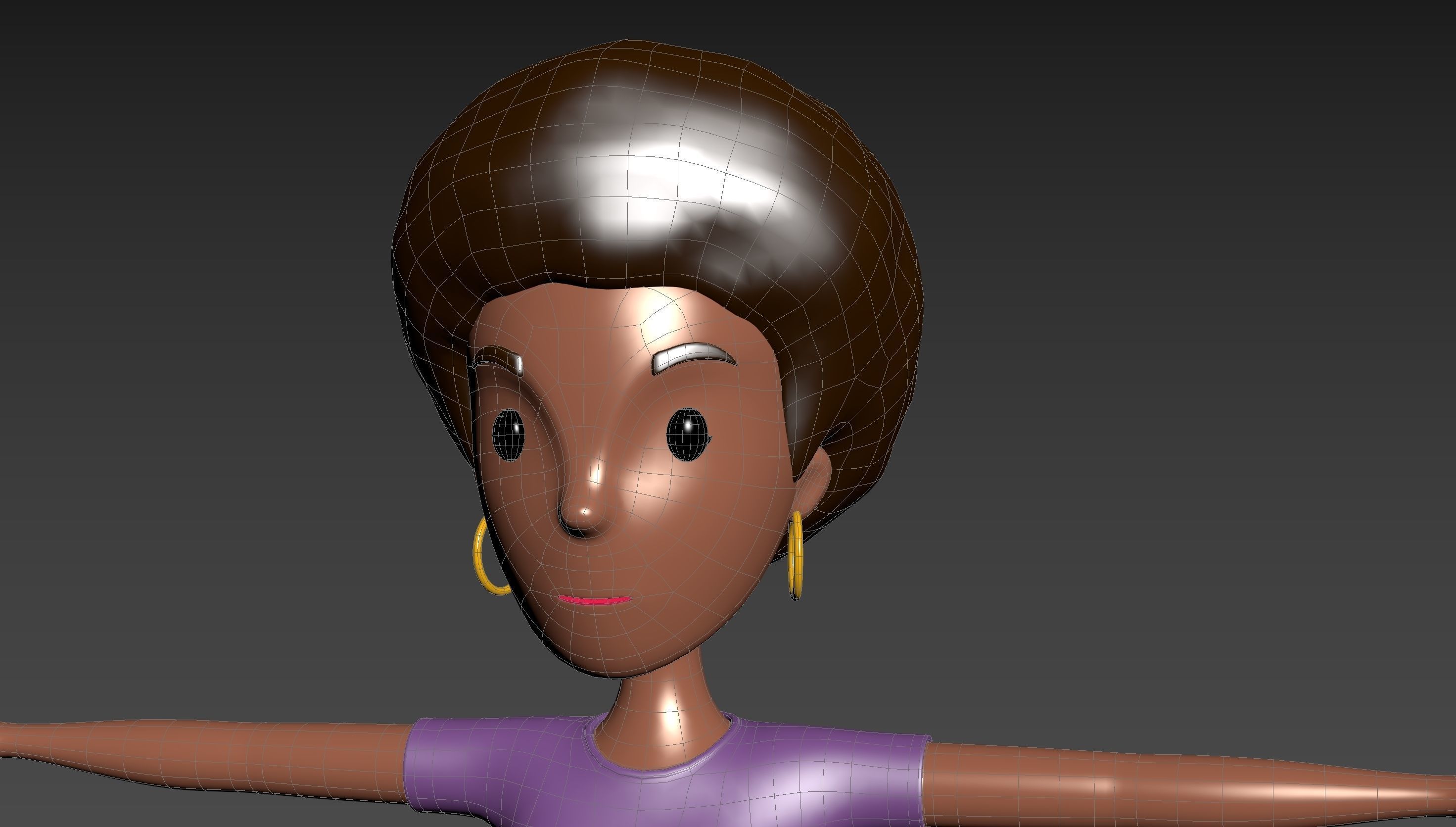 CartoonGirl033 Black Girl 3D model_27