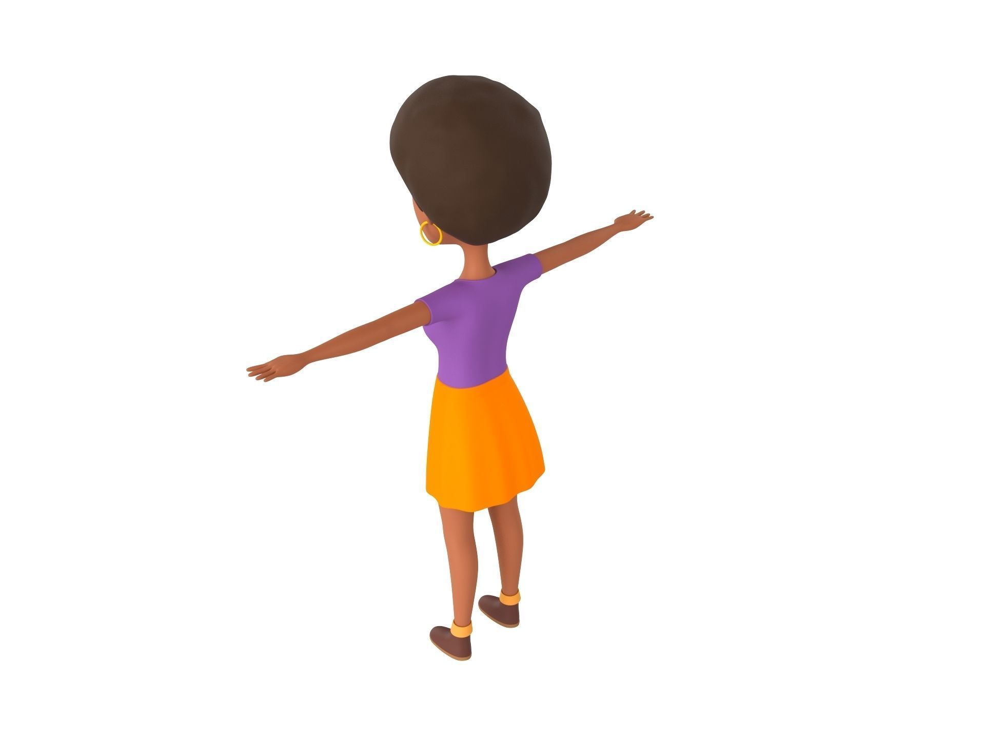 CartoonGirl033 Black Girl 3D model_5