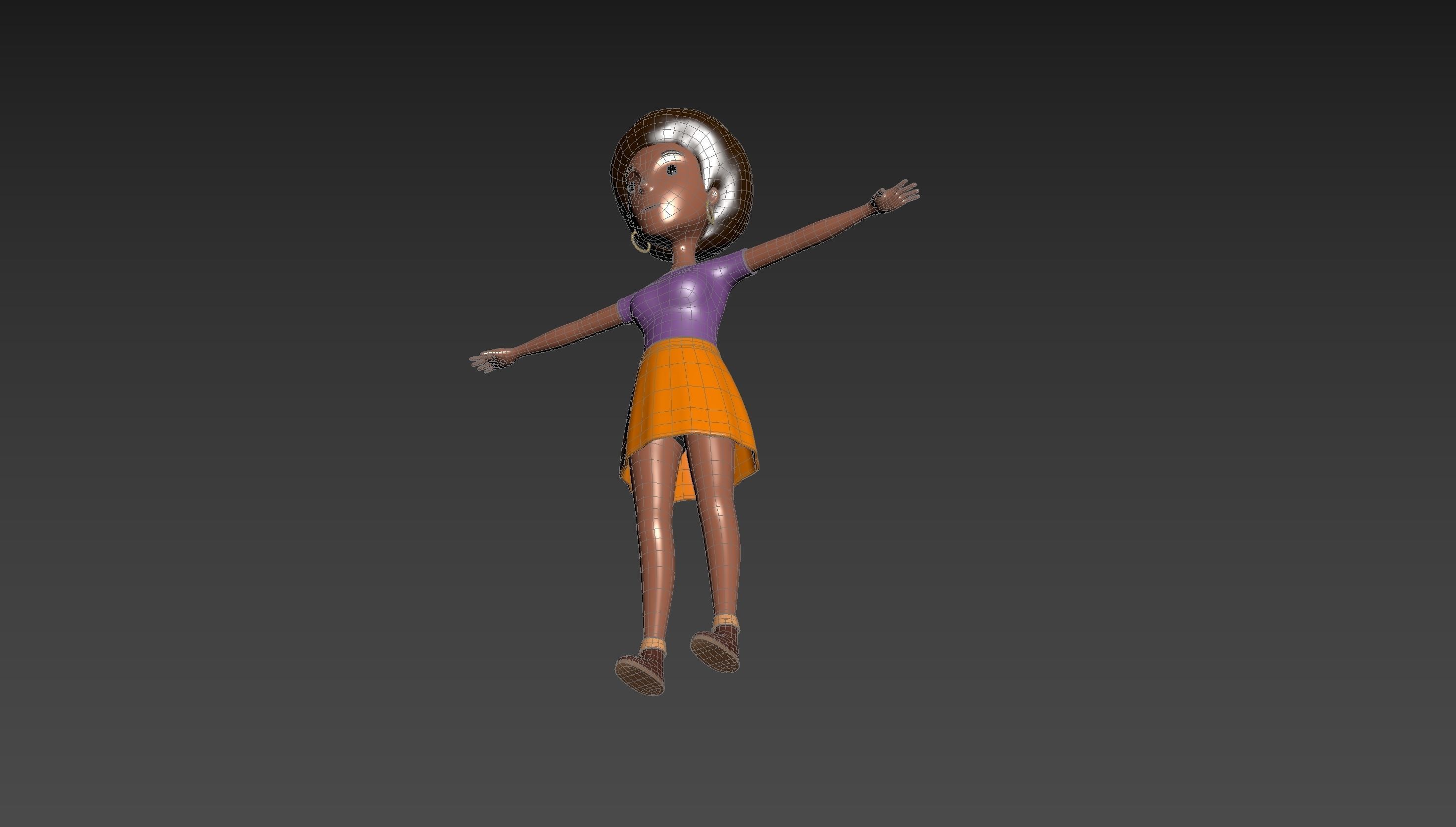 CartoonGirl033 Black Girl 3D model_23