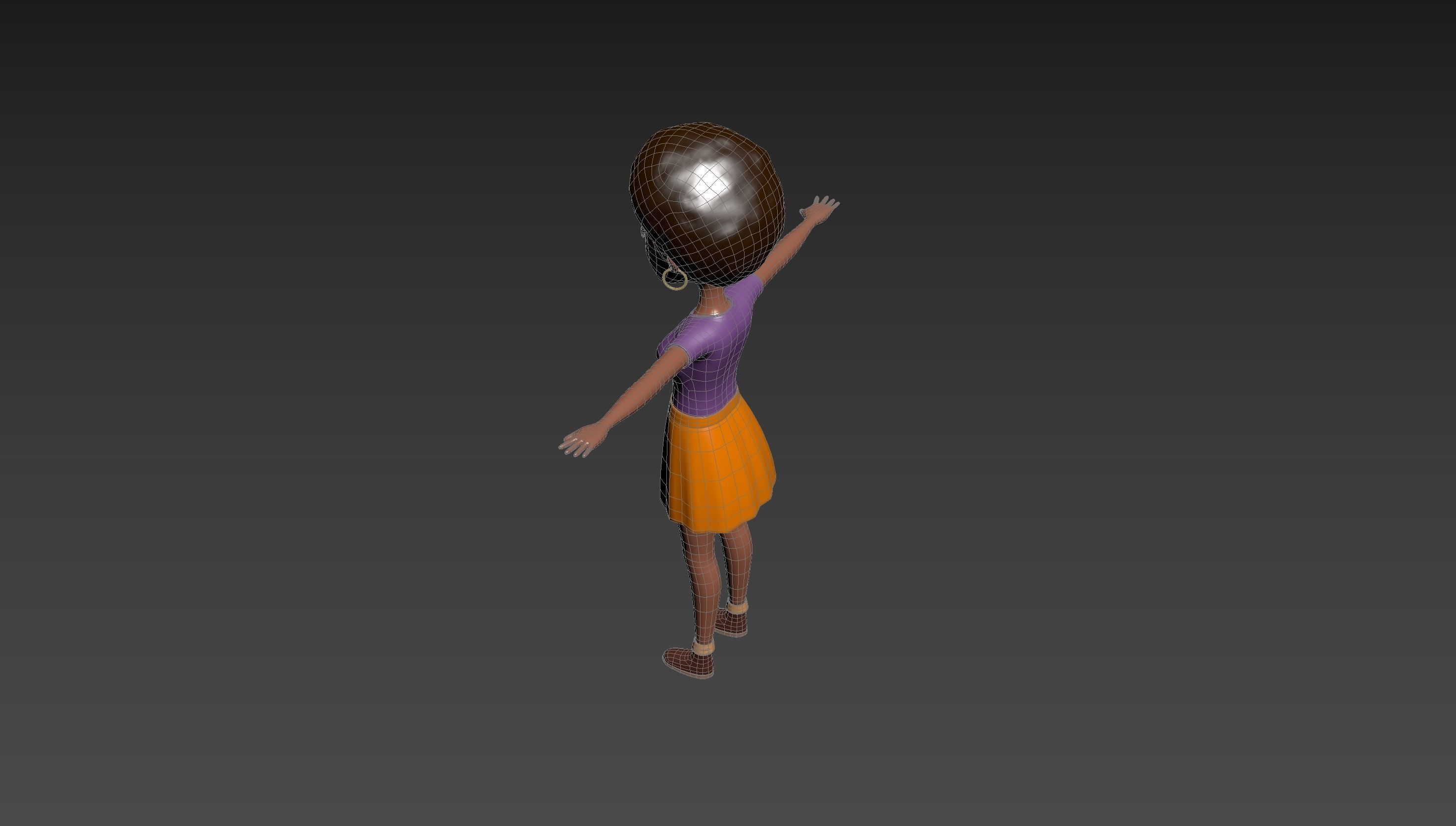 CartoonGirl033 Black Girl 3D model_21