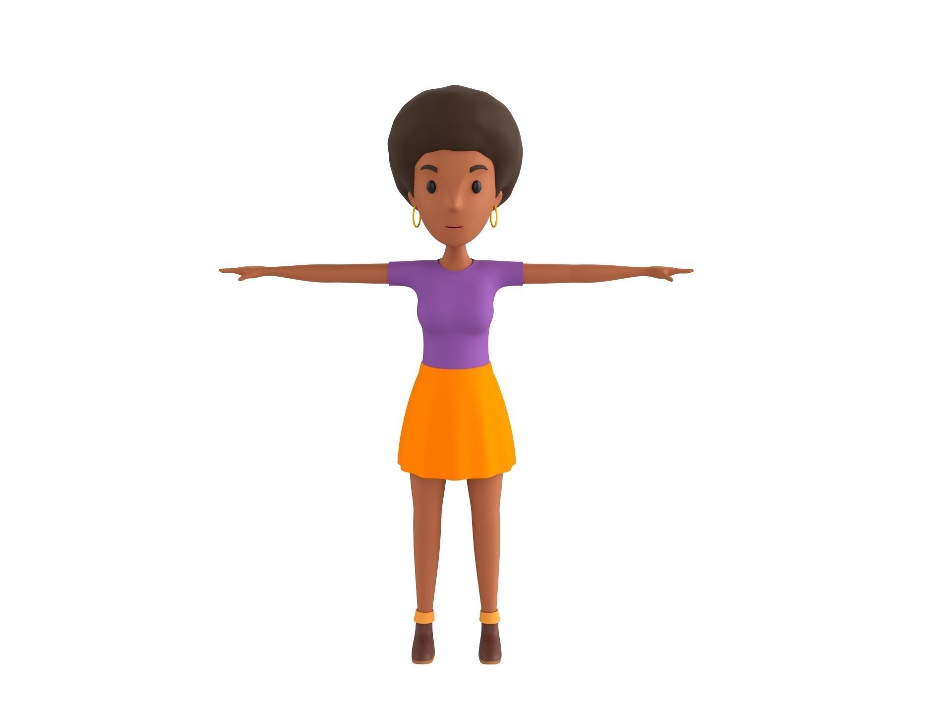 CartoonGirl033 Black Girl 3D model_1