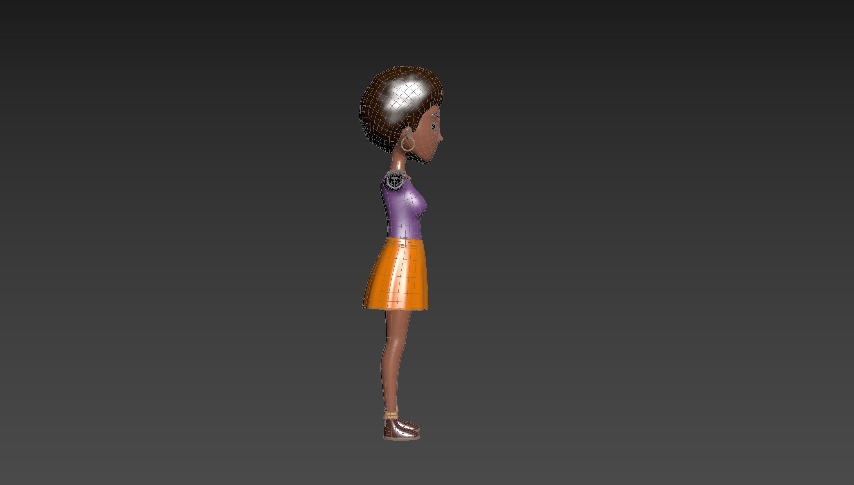 CartoonGirl033 Black Girl 3D model_16