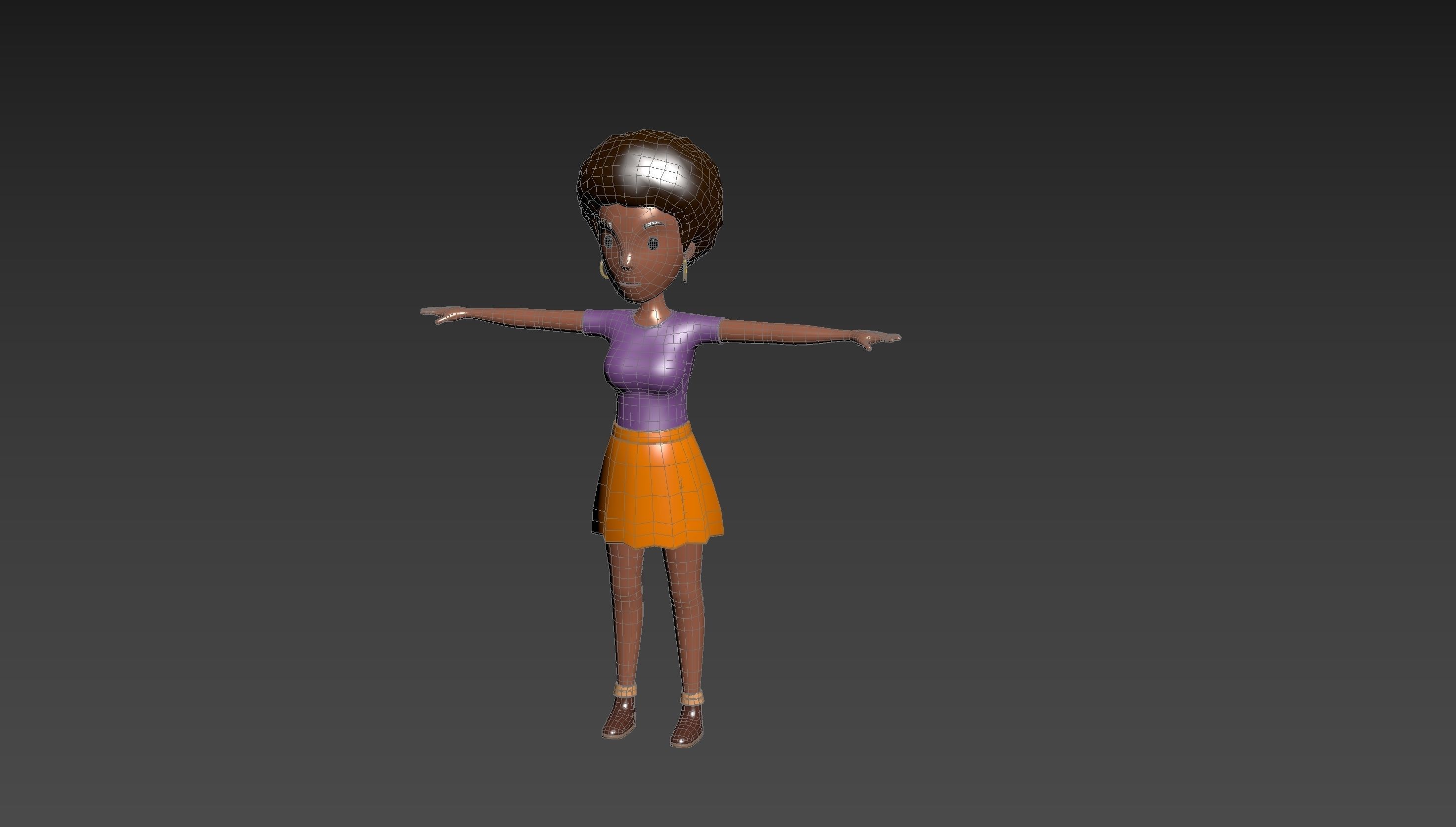 CartoonGirl033 Black Girl 3D model_11