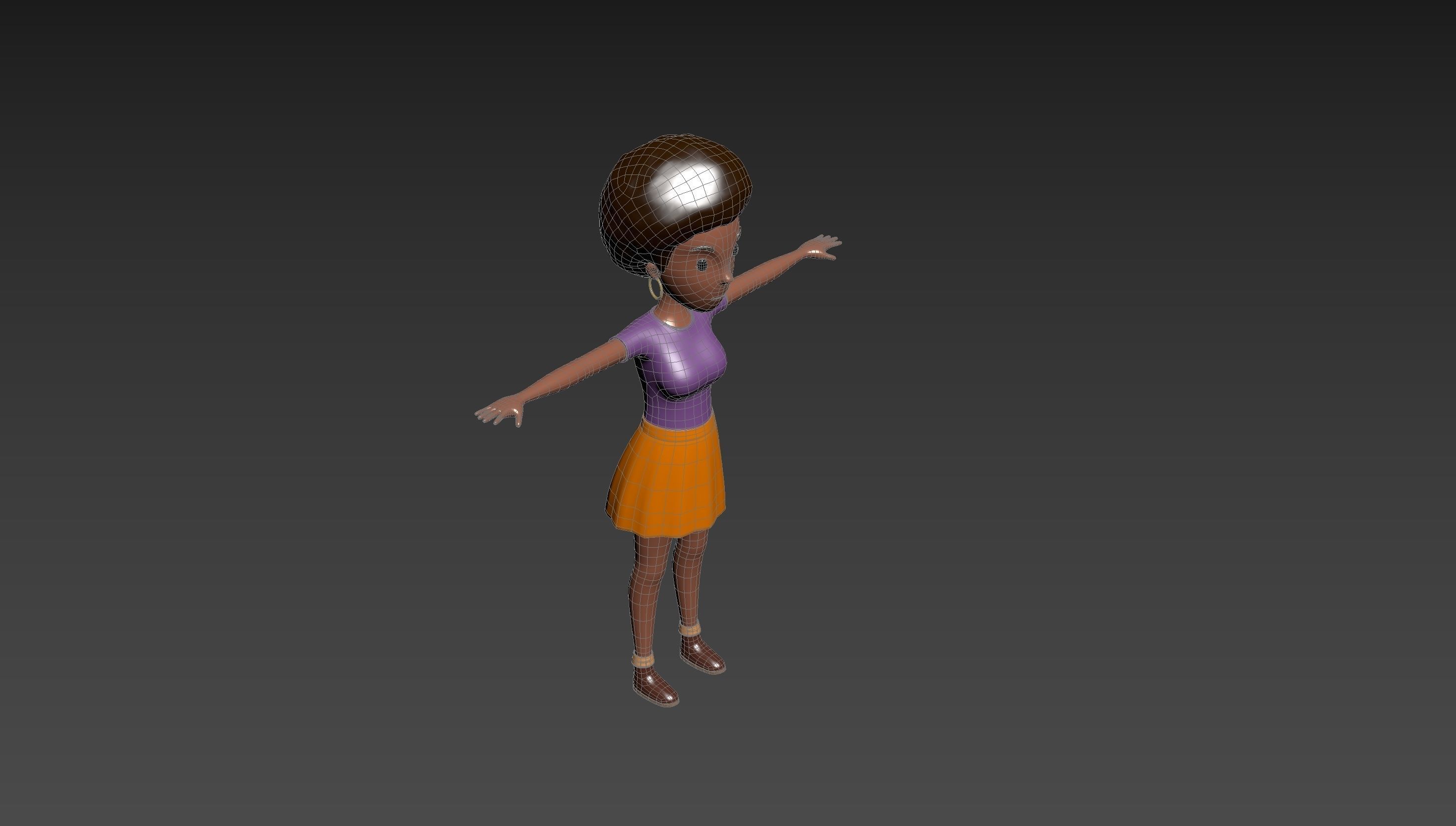 CartoonGirl033 Black Girl 3D model_15